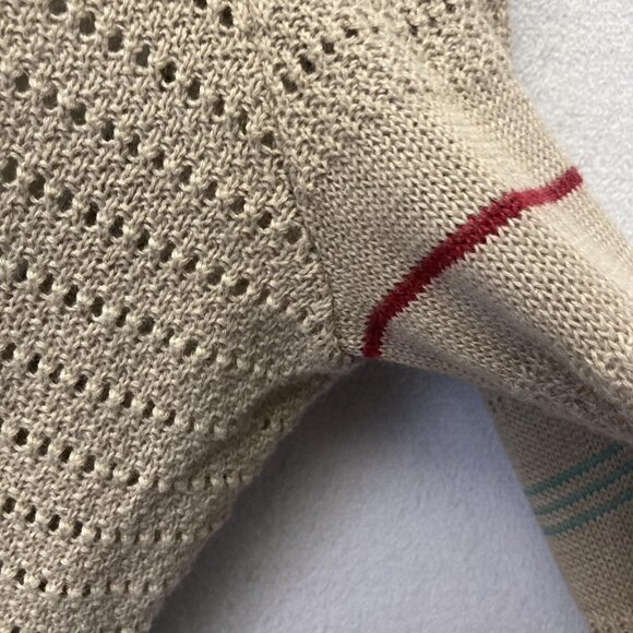 Gudrun Sjoden Button Up Cardigan Sweater Womens Large L Tan Open Knit Pockets - Picture 9 of 12